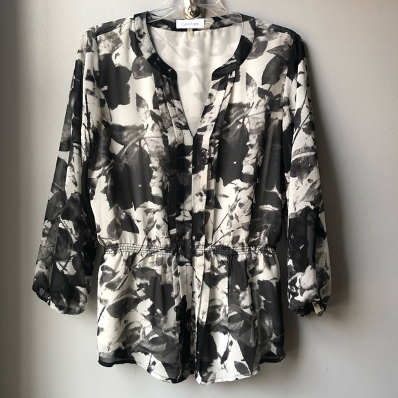Calvin Klein Black & White Boho Top Size Small - Picture 1 of 7